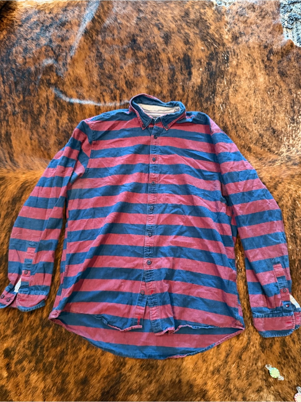 Vintage Tommy Hilfiger Real Indigo striped button down shirt - Red Blue 2000’s